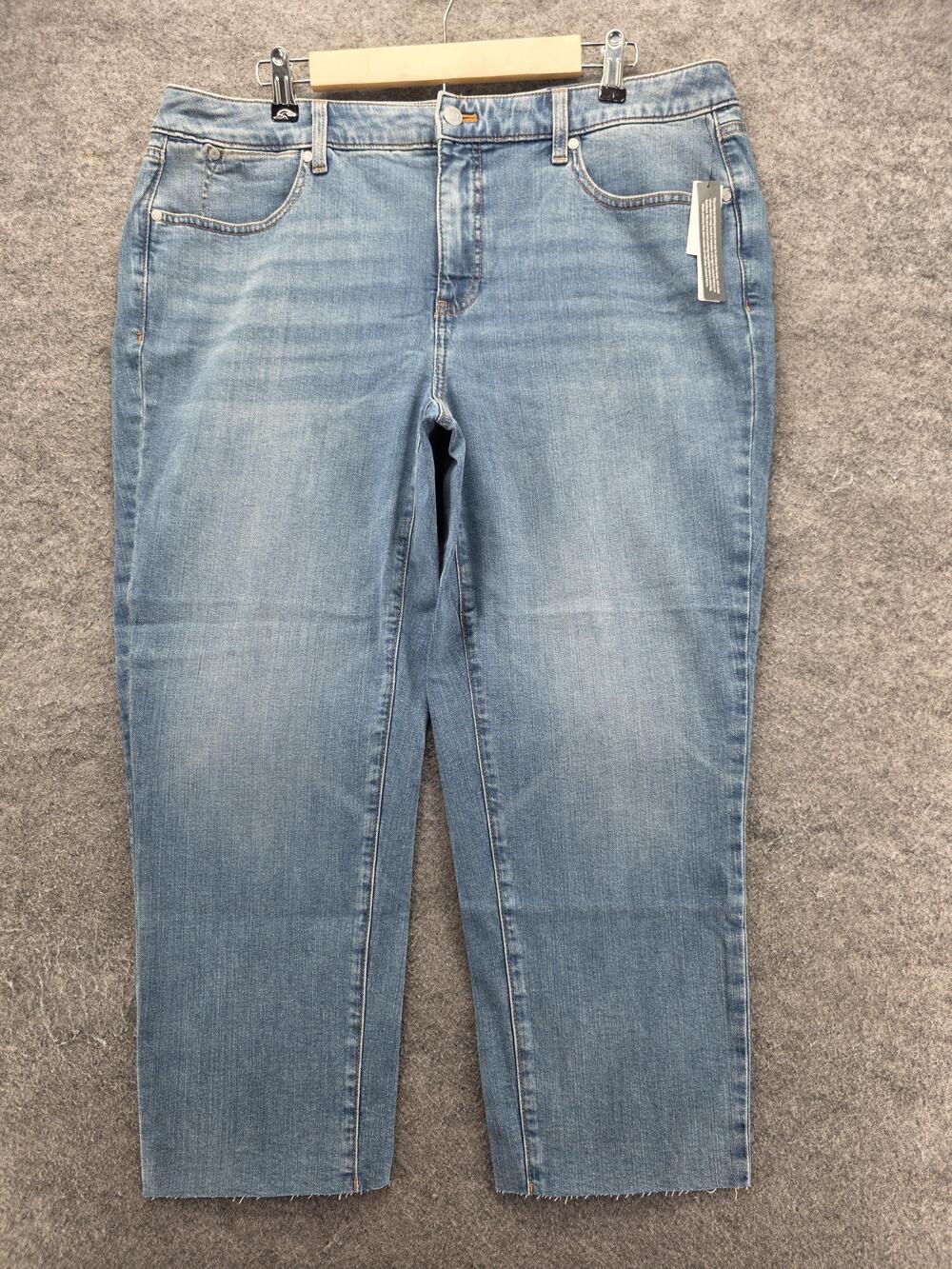 Talbots Jeans Womens 16W Blue Straight Crop Slim Stretch Light 24.5 Inseam